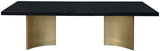 Immerse Contemporary Dining Table with Black Lacquer Top & Gold Stainless Steel Base, 84-123.5" W