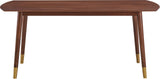 Sherwood Round Dining Table - Mid-Century Modern Design with Walnut Finish & Gold-Tipped Legs