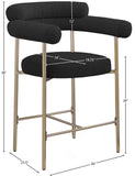 Blake Counter Stools - Contemporary Design with Rich Fabric and Brushed Brass Finish, Set of 2