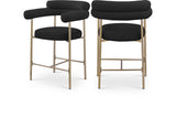 Blake Counter Stools - Contemporary Design with Rich Fabric and Brushed Brass Finish, Set of 2