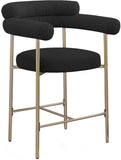 Blake Counter Stools - Contemporary Design with Rich Fabric and Brushed Brass Finish, Set of 2
