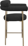 Blake Counter Stools - Contemporary Design with Rich Fabric and Brushed Brass Finish, Set of 2