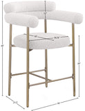Blake Counter Stools - Contemporary Design with Rich Fabric and Brushed Brass Finish, Set of 2