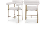 Blake Counter Stools - Contemporary Design with Rich Fabric and Brushed Brass Finish, Set of 2