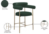 Blake Counter Stools - Contemporary Design with Rich Fabric and Brushed Brass Finish, Set of 2