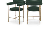Blake Counter Stools - Contemporary Design with Rich Fabric and Brushed Brass Finish, Set of 2