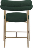 Blake Counter Stools - Contemporary Design with Rich Fabric and Brushed Brass Finish, Set of 2