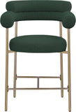 Blake Counter Stools - Contemporary Design with Rich Fabric and Brushed Brass Finish, Set of 2