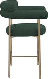 Blake Counter Stools - Contemporary Design with Rich Fabric and Brushed Brass Finish, Set of 2