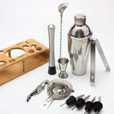 Silver Stainless Cocktail Shaker Set with Rack