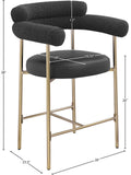Blake Counter Stool Set of 2 - Contemporary Vegan Leather & Iron Frame with Brushed Gold Finish