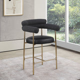Blake Counter Stool Set of 2 - Contemporary Vegan Leather & Iron Frame with Brushed Gold Finish