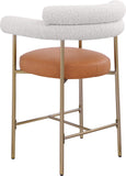 Blake Counter Stool Set of 2 - Contemporary Vegan Leather & Iron Frame with Brushed Gold Finish