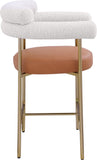 Blake Counter Stool Set of 2 - Contemporary Vegan Leather & Iron Frame with Brushed Gold Finish