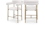 Blake Counter Stool Set of 2 - Contemporary Vegan Leather & Iron Frame with Brushed Gold Finish