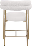 Blake Counter Stool Set of 2 - Contemporary Vegan Leather & Iron Frame with Brushed Gold Finish