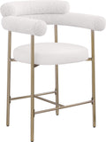 Blake Counter Stool Set of 2 - Contemporary Vegan Leather & Iron Frame with Brushed Gold Finish