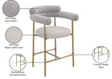 Blake Counter Stool Set of 2 - Contemporary Vegan Leather & Iron Frame with Brushed Gold Finish