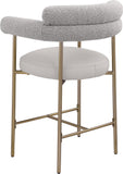 Blake Counter Stool Set of 2 - Contemporary Vegan Leather & Iron Frame with Brushed Gold Finish