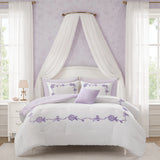 Charming Floral Microfiber Comforter Set For Kids, Purple