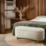 48"W Boucle Flip Top Storage Bench, Cream