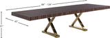 Excel Extendable Dining Table with Zebra Wood Veneer Top & Gold Base - Perfect for Gatherings!