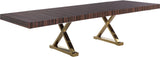 Excel Extendable Dining Table with Zebra Wood Veneer Top & Gold Base - Perfect for Gatherings!