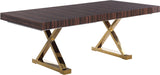 Excel Extendable Dining Table with Zebra Wood Veneer Top & Gold Base - Perfect for Gatherings!