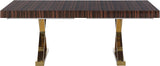 Excel Extendable Dining Table with Zebra Wood Veneer Top & Gold Base - Perfect for Gatherings!