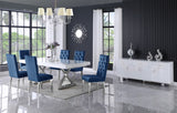 Excel Extendable Dining Table with White Lacquer Top & Chrome Base - Stylish Versatile Design!