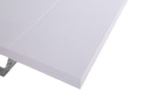 Excel Extendable Dining Table with White Lacquer Top & Chrome Base - Stylish Versatile Design!