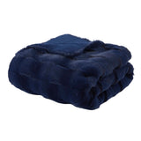 Faux Fur Velvet Throw Blanket 50x60", Navy