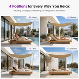 PURPLE LEAF Outdoor Daybed for Patio, Poolside Chaise Lounge Bed with Cushion, Olefin Blend Fabric, Aluminum Frame Sunbed with Side Table for Deck and Backyard