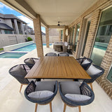 PURPLE LEAF Teak Patio Dining Set with Cushions and Pillow All-Weather Wicker Patio Table Set for Garden, Deck, and Yard