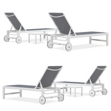 PURPLE LEAF Outdoor Chaise Lounge Set Adjustable Sunbathing Recliner with Side Table for Beach Poolside Patio Outside Aluminum Chaise Lounger