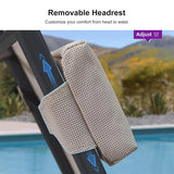 PURPLE LEAF Outdoor Lounge Chair Patio Chaise Pool Lounger Aluminum Frame with Side Table and Wheels for Outside Sunbathing Tanning Recliner Including Pillows
