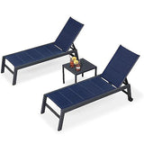 PURPLE LEAF Outdoor Aluminum Chaise Lounge with Wheels and Side Table for Outdoor Backyard Poolside