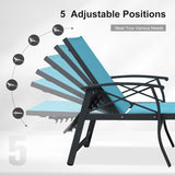 PURPLE LEAF Oversized Chaise Lounge Chair Outdoor Extra Wide Pool Lounge Chairs 5 Adjustable Position with Armrests and Side Table, Aluminum Patio Lounge Chair for Outside, Backyard, Pool