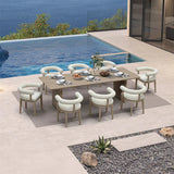 PURPLE LEAF Patio Dining Set Luxury Modern Conversation Set Aluminum Large Rectangle Dining Table and Chairs with Olefin Cushion Outdoor Furniture Set for Garden Porch Deck Backyard