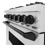 ZLINE 36"Classic Gas Range, Convection Gas Oven, DuraSnow® Stainless Steel, Matte Black CGRSZ-36-MB