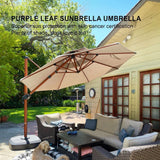 PURPLE LEAF Double Top 11 ft Round Outdoor Patio Umbrella with High Quality Sunbrella Fabric