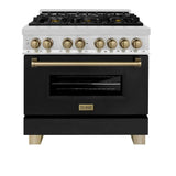 ZLINE 36" Autograph Dual Fuel Range, Black, Bronze, RAZ-BLM-36-CB