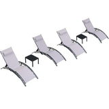 PURPLE LEAF Patio Chaise Lounge Set Outdoor Beach Pool Sunbathing Lawn Lounger Recliner Chair Outside Chairs with Side Table Included