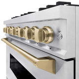 ZLINE 36" Classic Gas Range, Convection Gas Oven DuraSnow® Stainless Steel, Champagne Bronze CGRSZ-36-CB