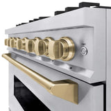 ZLINE 36" Dual Fuel Range, Gas Cooktop, Electric Convection Oven Stainless Steel, Champagne Bronze CDRZ-36-CB
