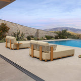 PURPLE LEAF Outdoor Daybed for Patio, Poolside Chaise Lounge Bed with Cushion, Olefin Blend Fabric, Aluminum Frame Sunbed with Side Table for Deck and Backyard