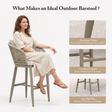 PURPLE LEAF Outdoor Bar Stools Patio Modern Aluminum Rattan High Back & Arms Bar Chairs with Removable Cushions and Pillows for Outdoor or Indoor