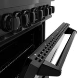 ZLINE 36" Dual Fuel Range, Gas Cooktop, Electric Convection Oven Black Stainless Steel, CDRB-36