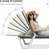 PURPLE LEAF Patio Chaise Lounge Plastic Pool Outdoor Lounge Chair with Aluminum Frame Stackable Patio Tanning Chairs for Poolside Sunbathing Beach Deck Yard