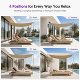 PURPLE LEAF Outdoor Daybed for Patio, Poolside Chaise Lounge Bed with Cushion, Olefin Blend Fabric, Aluminum Frame Sunbed with Side Table for Deck and Backyard